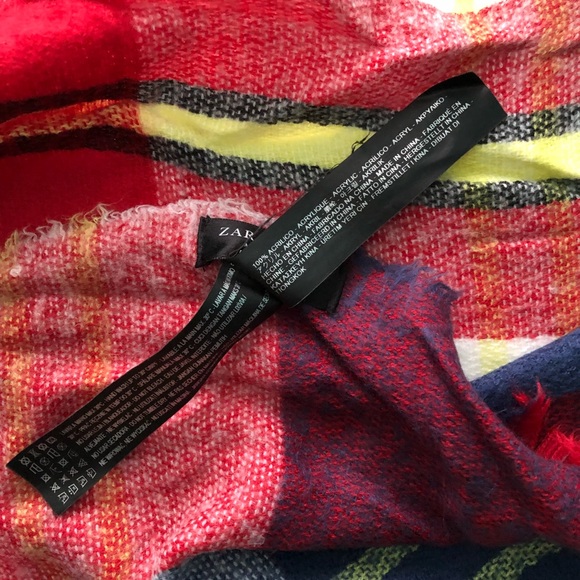 ZARA Large Plaid Square Warm Blanket Scarf - Picture 2 of 5
